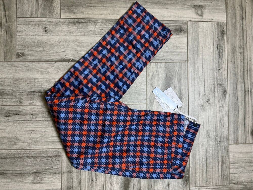Max & Co. Ladies Multicolor Cotton Stretch Checked Gingham Trouser Pants Size 8